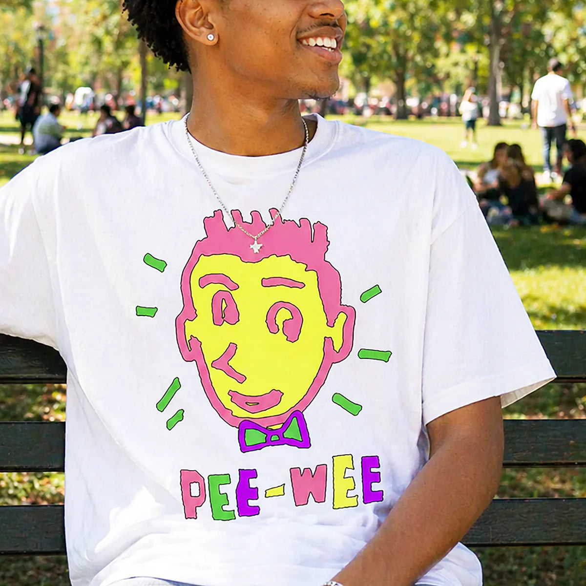 Pee-wee : Neon Face T-shirt, White